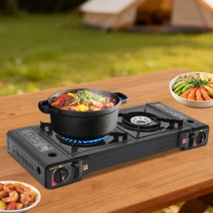 2 Burners Portable Gas Stove with Ignition and Carrying Case