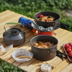 10Pcs Set Camping Cookware Tableware Outdoor