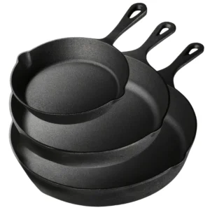 3PCS Cast Iron Skillet Set (6/8/10 Inch)  Pre-Seasoned, Heavy-Duty Pans