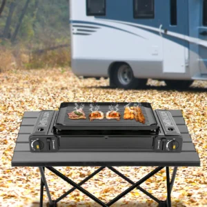 Double Head Barbecue Gas stove with Baking Tray